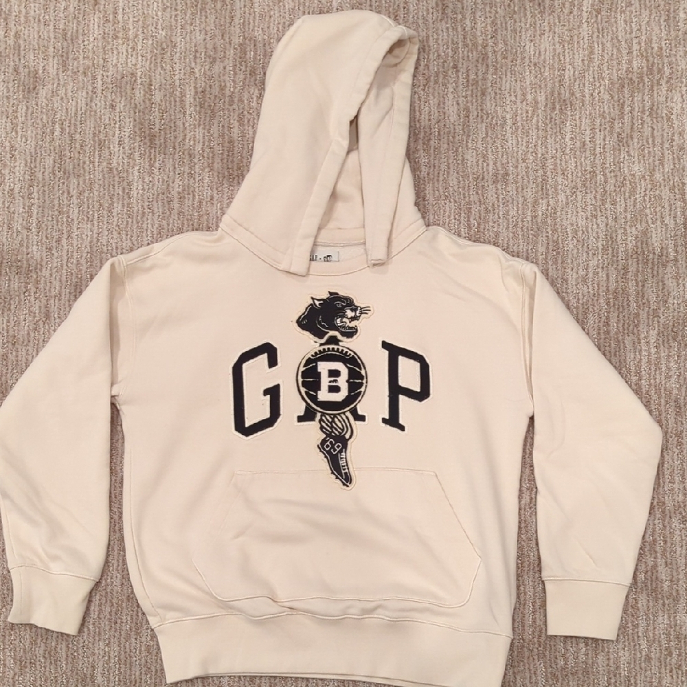 Cream Hoodie with Black Logo